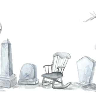 Illustration of graveyard.